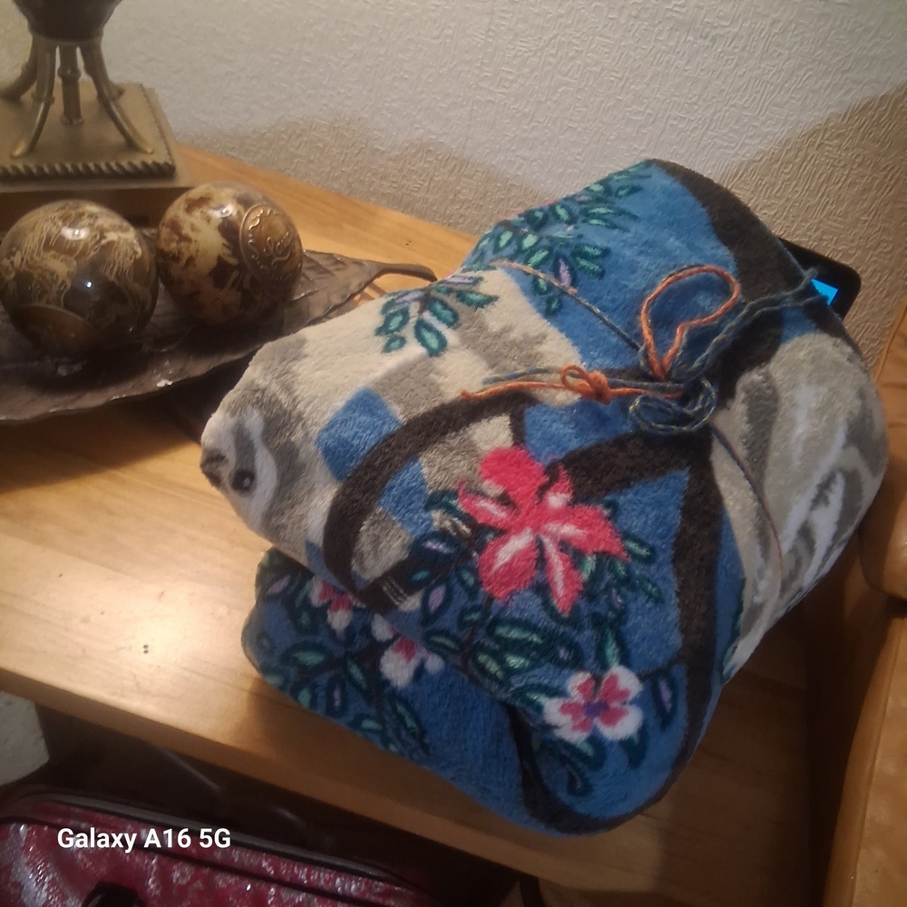Vera Bradley Blue Floral Plush Throw Blanket